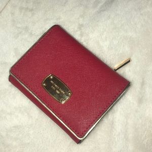 MICHAEL KORS RED TRI-FOLD WALLET